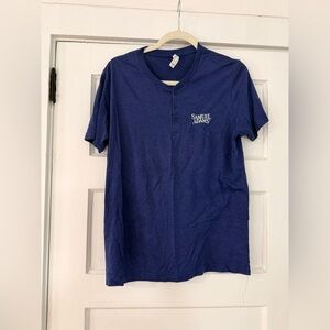 Samuel Adams Blue Henley T-Shirt Beer Logo Tee | Size L